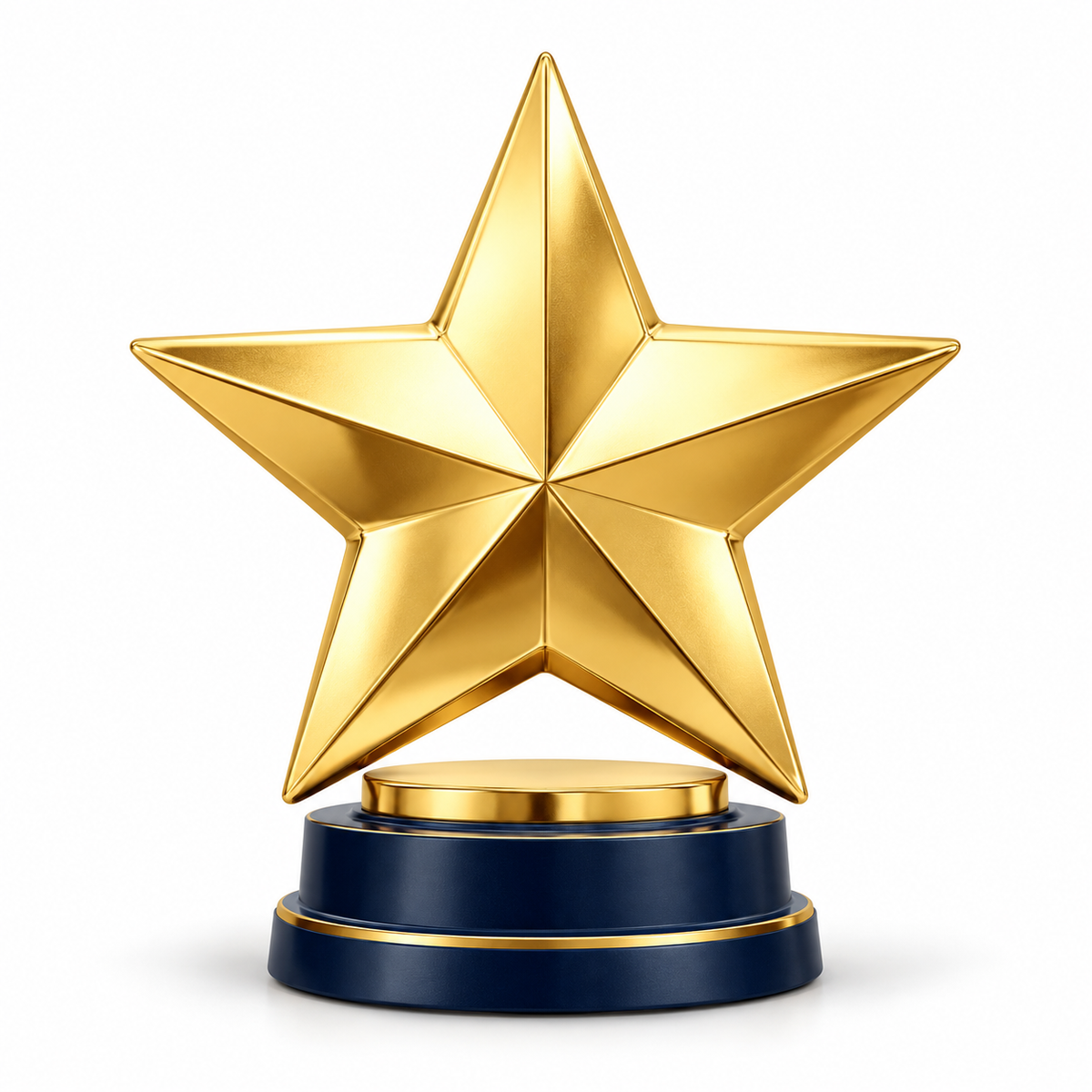 Bestsellers — gold star award on a navy pedestal against a white background