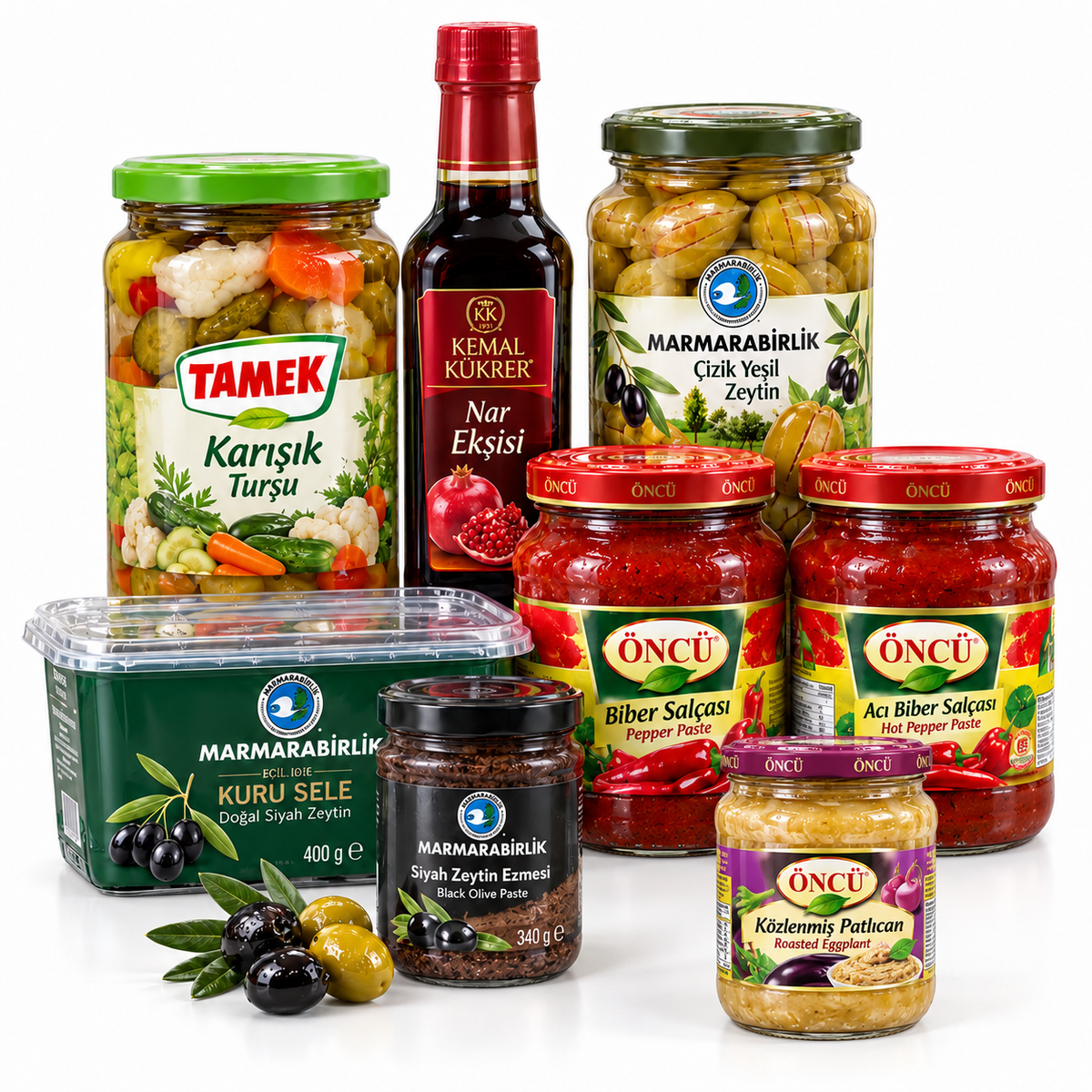 Sauces, Pickles & Pantry Foods product assortment on a white background