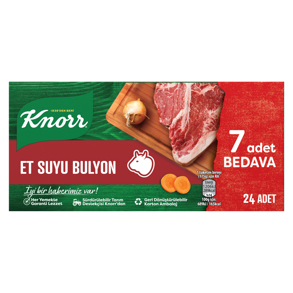 Knorr beef bouillon — 24 tablets per retail pack; sold by the case