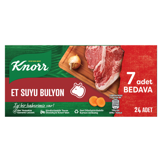 Knorr beef bouillon — 24 tablets per retail pack; sold by the case