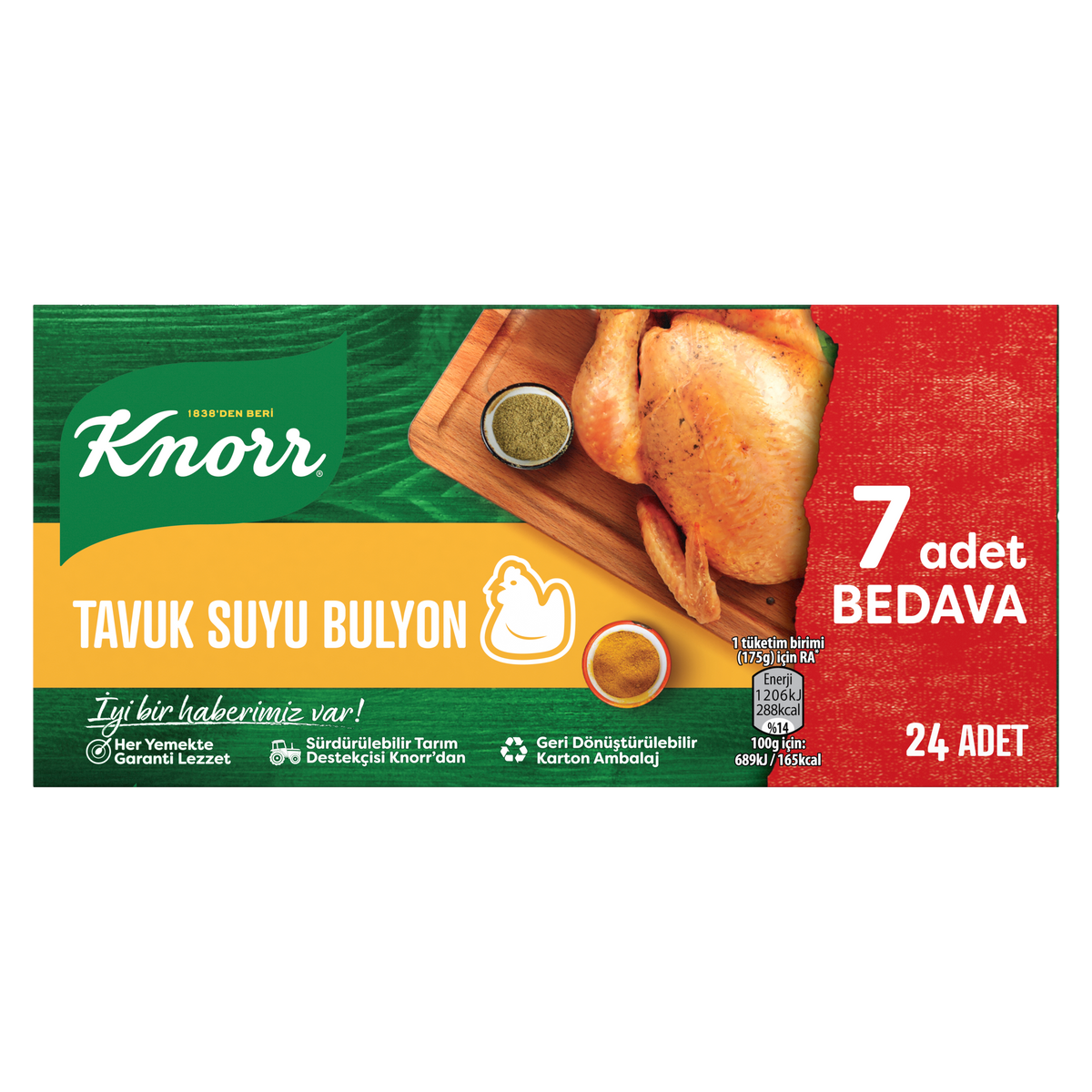 Knorr chicken bouillon — 24 tablets per retail pack; sold by the case
