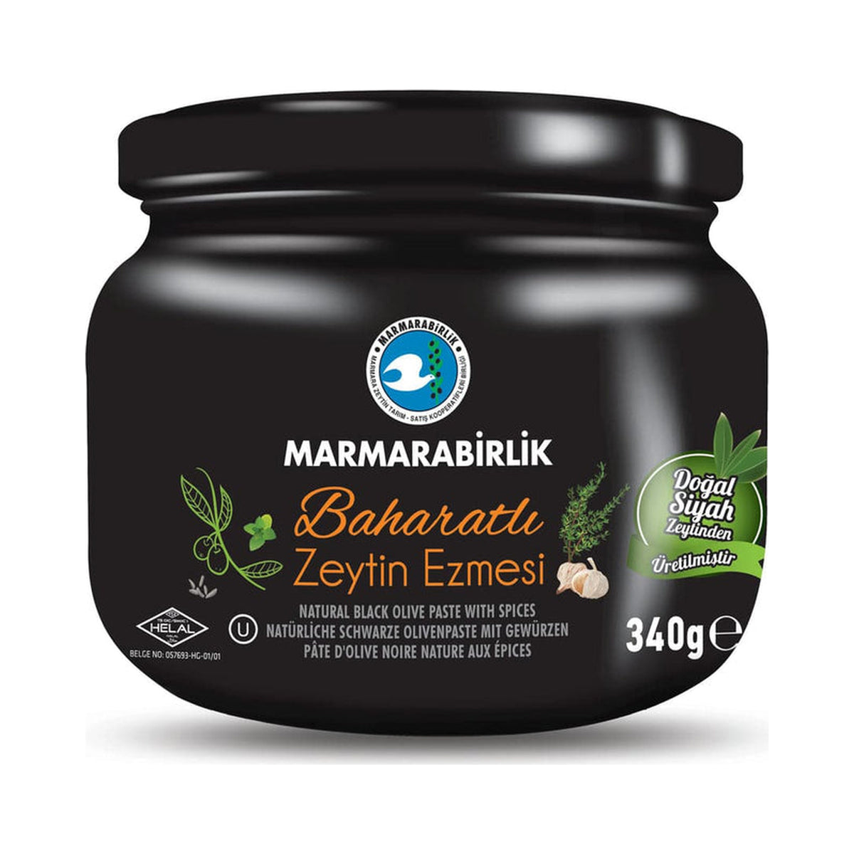 Marmara Birlik 340 g Black Olive Spicy Paste In Brine In Glass Jar