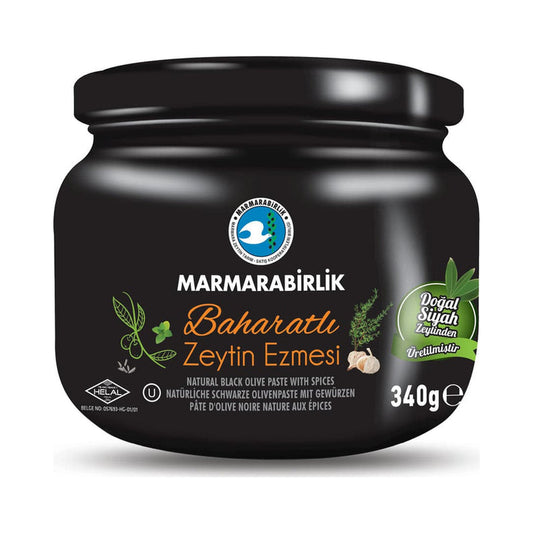 Marmara Birlik 340 g Black Olive Spicy Paste In Brine In Glass Jar