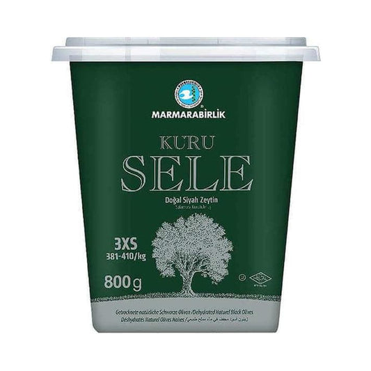 Marmara Birlik 800 g "Kuru Sele 3XS" Type Black Olives Size In Plastic Jar