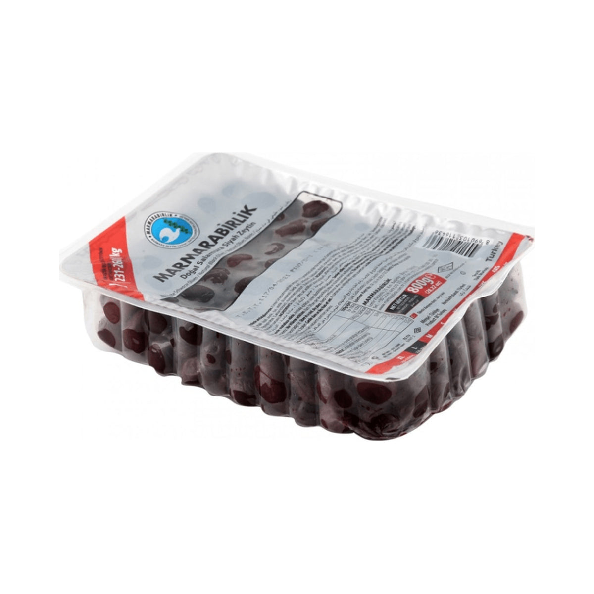 Marmara Birlik 800 g Black Olives "L 231-260 Type" In Brine In Vaccum Sealed Plastic Container
