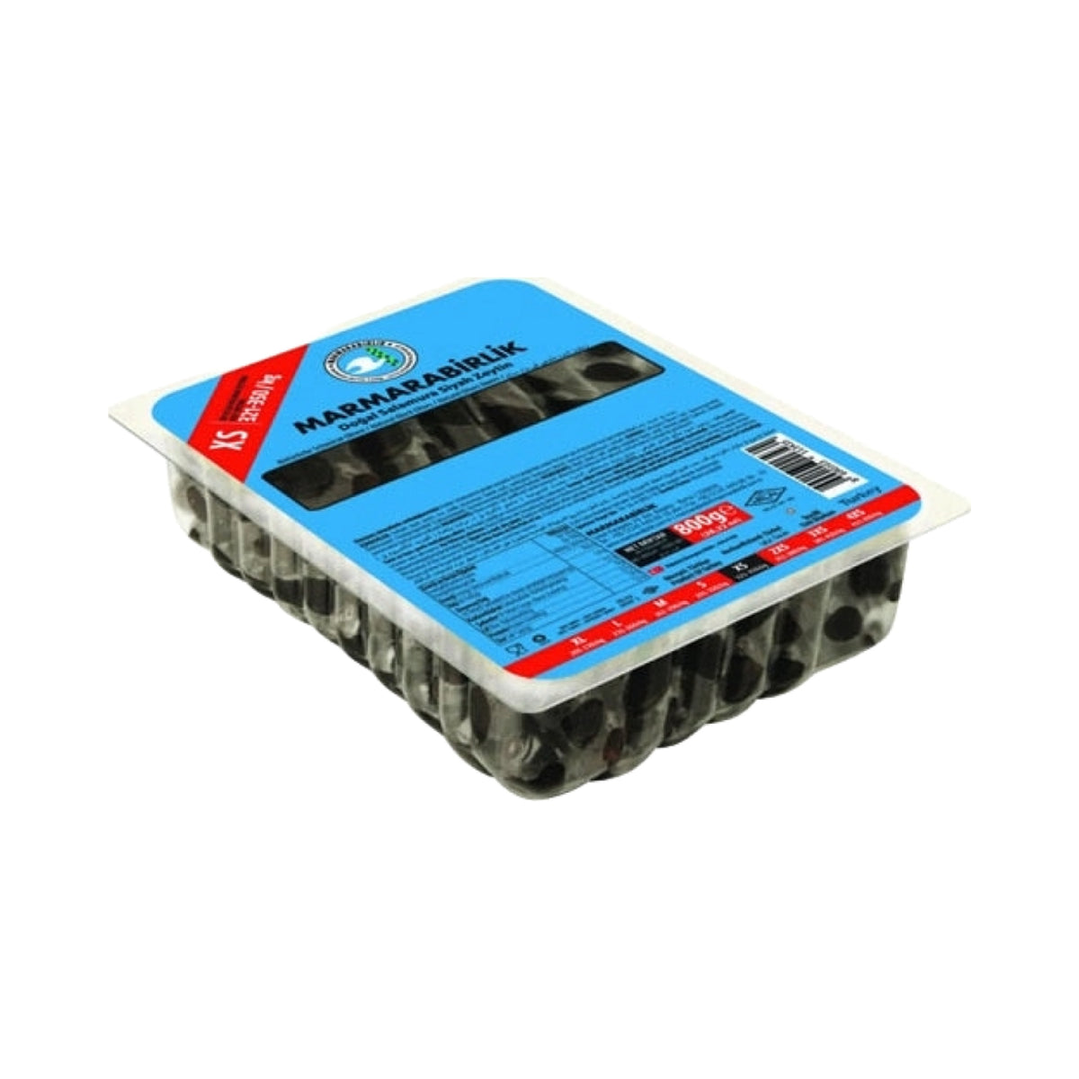 Marmara Birlik 800 g Black Olives "XS 321-350 Type" In Brine In Vaccum Sealed Plastic Container