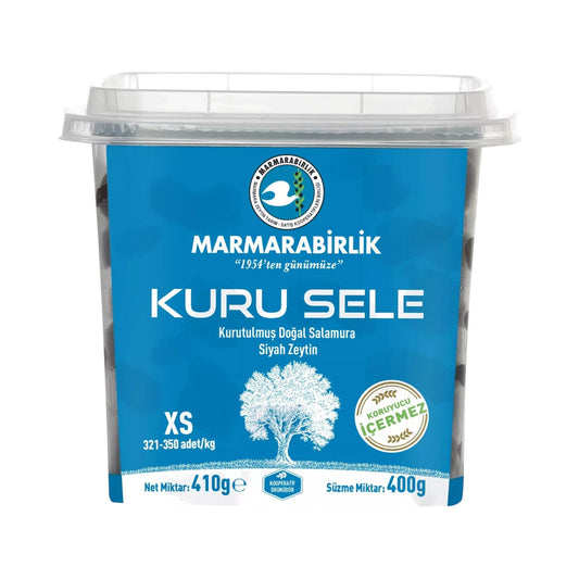 Marmara Birlik 400 g "Kuru Sele XS" Type Black Olives Size In Plastic Jar