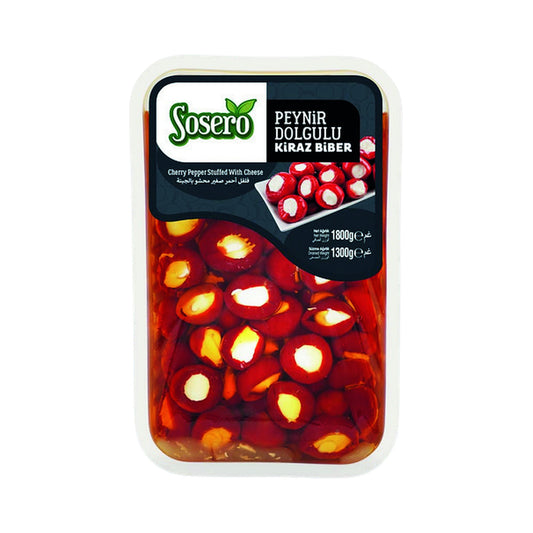 Sosero Cheese Stuffed Cherry Peppers in Vacuum Tray 1800 g (Case of 2)