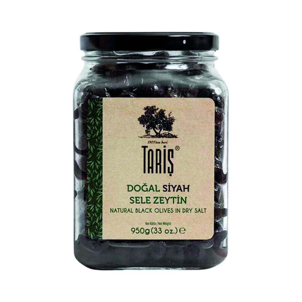 Taris Kuru Sele Gemlik Black Olives (290-320) in Glass Jar 1600 ml (Case of 6)