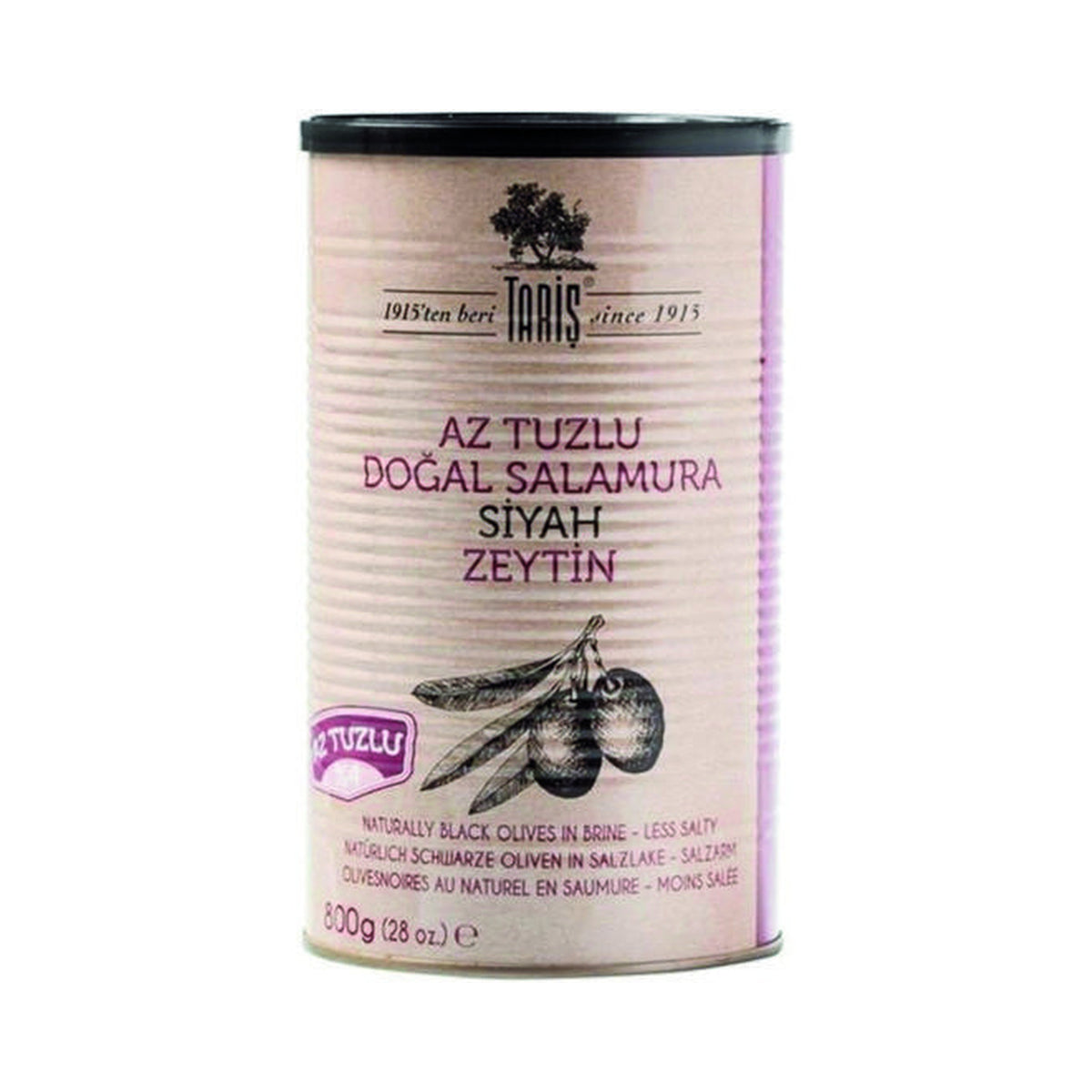 Taris Low Salt Gemlik Black Olives (260-320) 1260 g (Drained 800 g) (Case of 6)