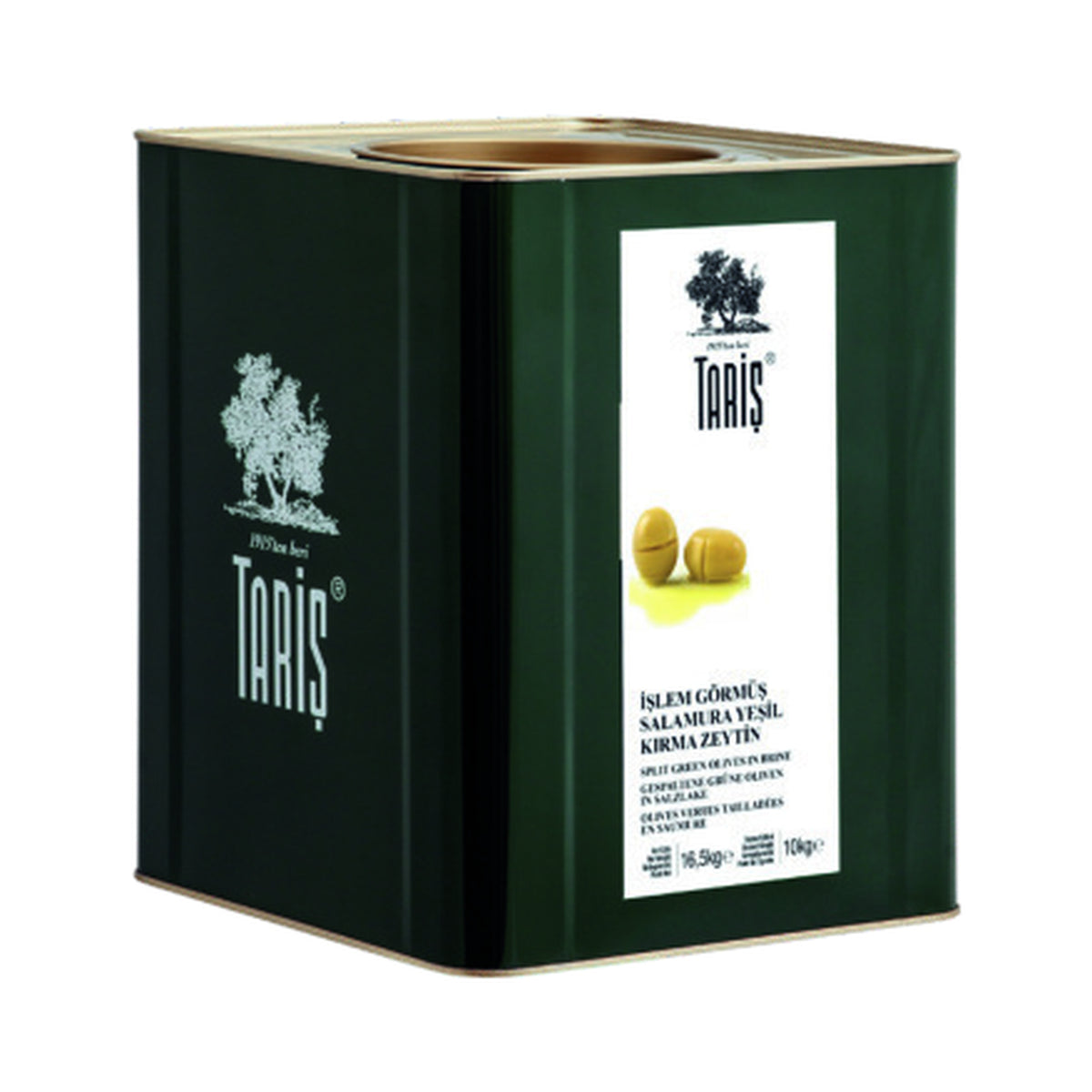 Taris Cracked Domat Green Olives (140-160) in Tin 10 kg (Case of 1)