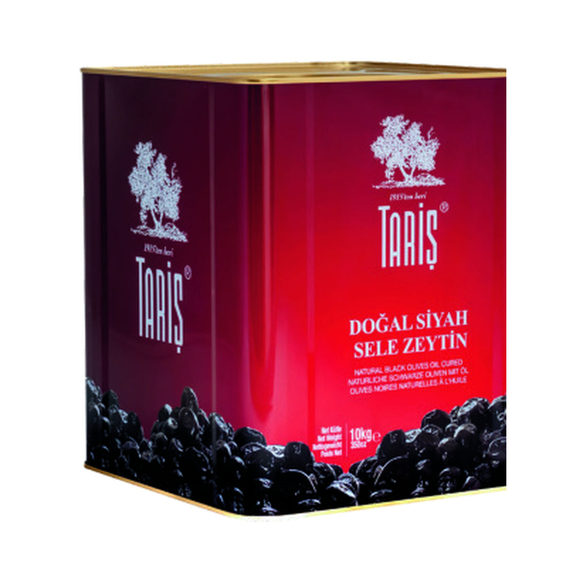 Taris Kuru Sele Gemlik Black Olives (260-290) in Tin 10 kg (Case of 1)