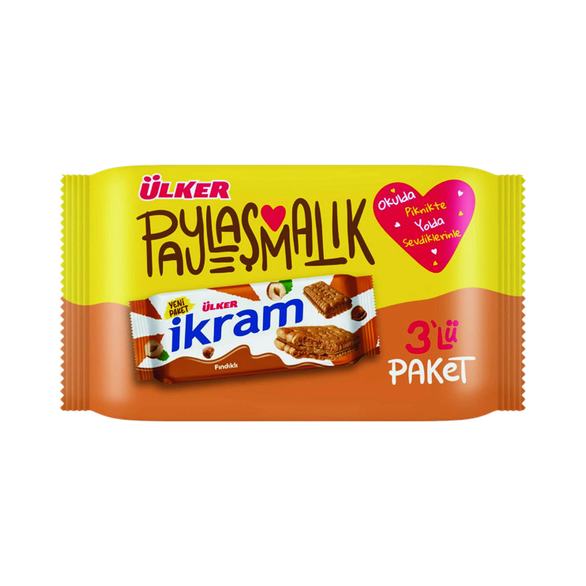 Ulker Ikram Hazelnut Cream Sandwich Biscuits 3 x 84 g