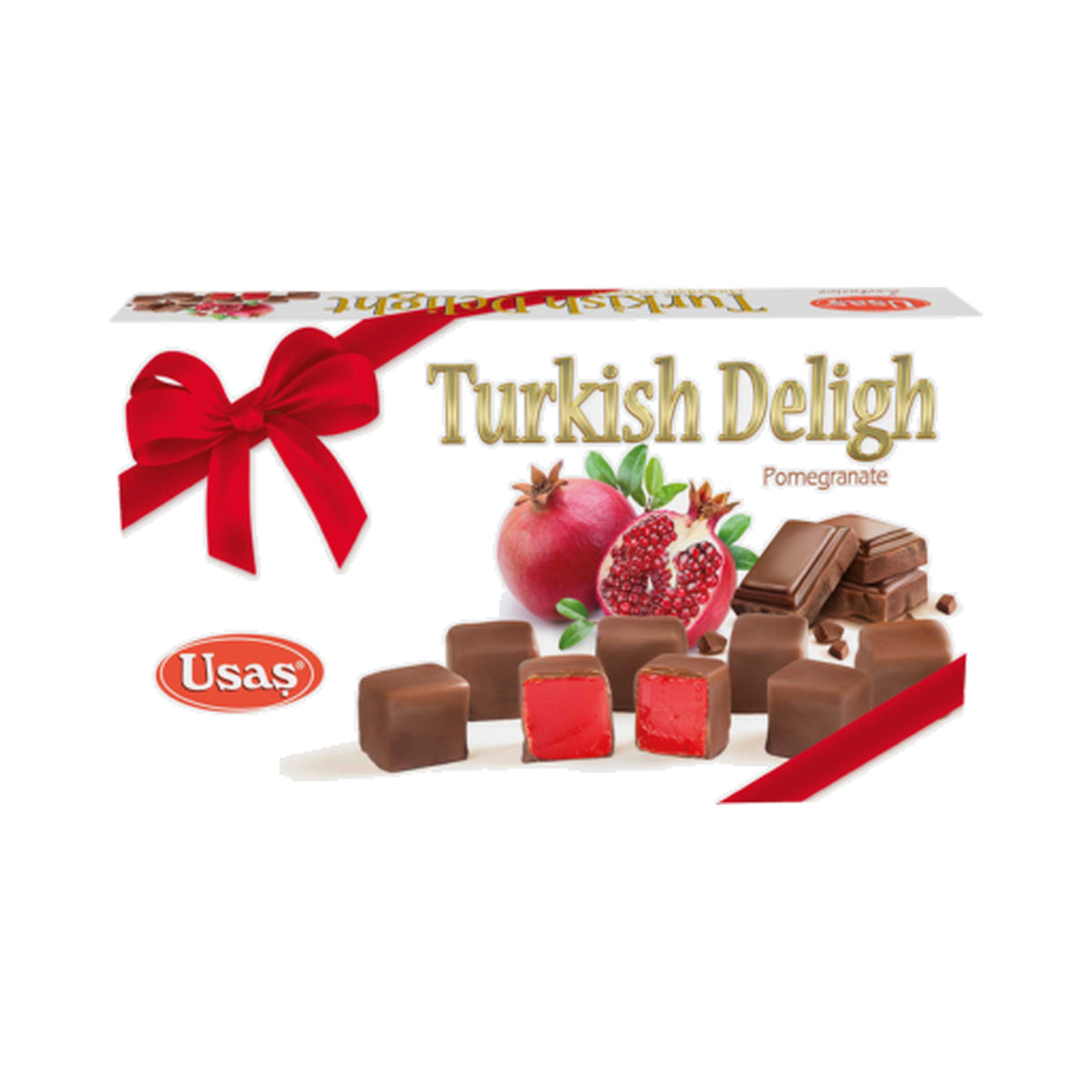 Usas Chocolate Covered Pomegranate Turkish Delight 350 g (Case of 12)