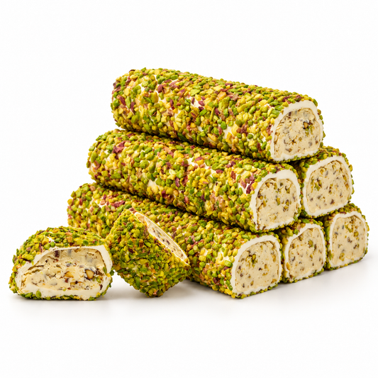 Hasan Aga White Chocolate Pistachio and Rice Crispy Turkish Delight 2.5 kg 6-Pack (Case of 6)