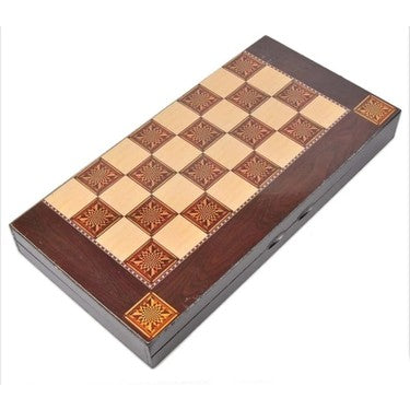 Wood Veneer Backgammon Set with Inlay